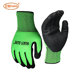 Wholesale Manufacturer<br/>Cut resistant foam nitrile green glove