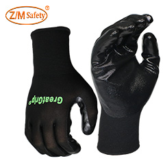 Wholesale high quality work glove 13 gauge polyester liner smooth nitrile coated safety gloves for industry