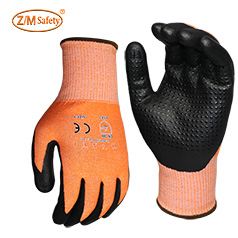 Wholesale Manufacturer<br/>HPPE Cut resistant foam nitrile YELLOW glove with dots