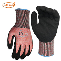 Wholesale Manufacturer<br/>Durable HPPE Level 5 Cut resistant Pink Sandy Nitrile glove