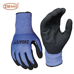 Wholesale Manufacturer<br/>15 Gauge Blue HPPE Liner Cut Resistant Sandy Nitrile Coated Gloves