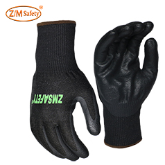 Breathable durable nylon liner foam nitrile black level 5 cut resistant glove