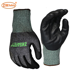 Durable HPPE glass fiber nylon gloves cut resistant foam nitrile black glove