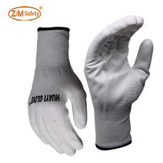 Wholesale Manufacturer<br/>13Gauge Seamless Knitted Polyester Liner PU Palm Coated White Glove