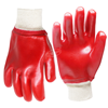 Oil resistant anti acid cotton knitted liner cuff red PVC work gloves