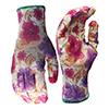 Wholesale quality durable polyester knit liner flower pattern nitrile coated gardening work gloves